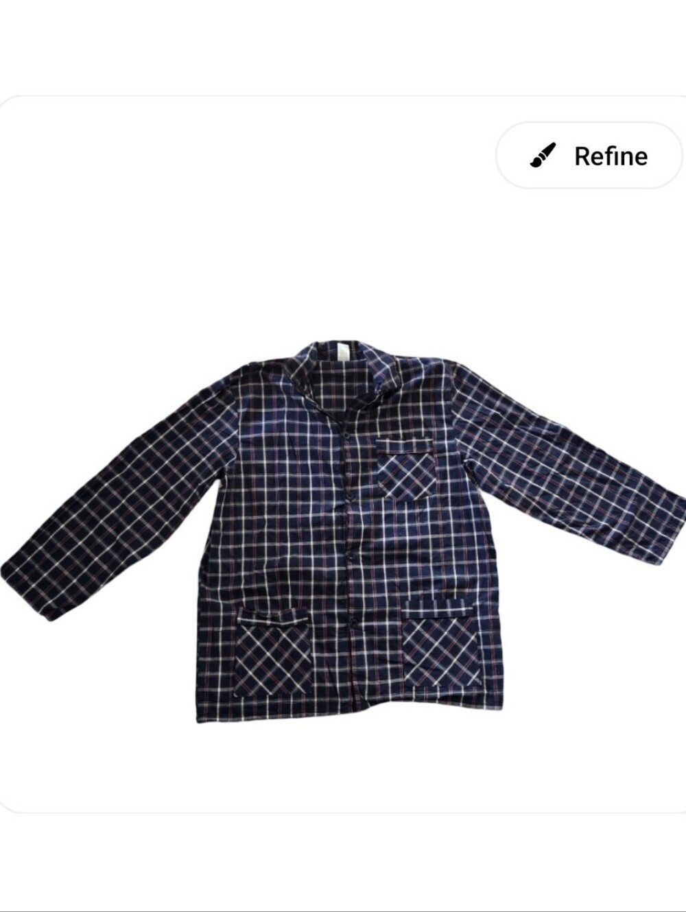 Men's Navy Plaid Casual Pajama Button Down Shirt Lumbercore Night Jammies Size L